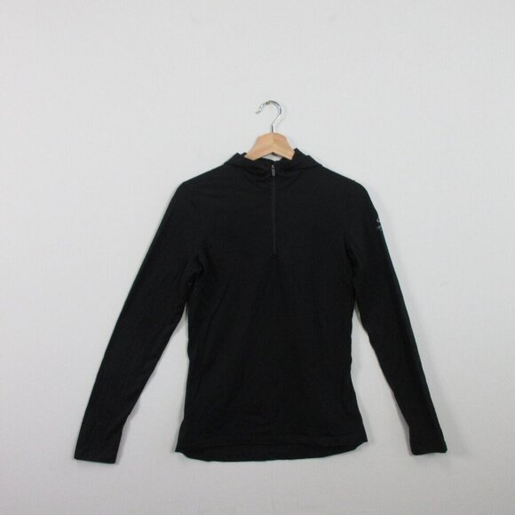 Icebreaker Merino Bodyfit 200 Hoodie Women M Black Quarter Zip Long Sleeve 224 - Picture 1 of 14